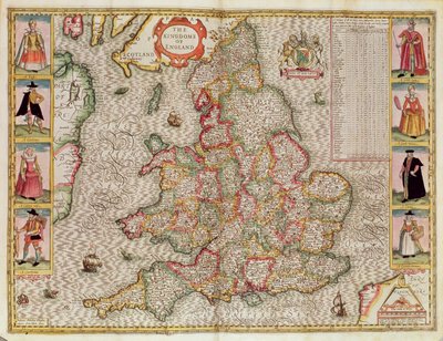 Het Koninkrijk Engeland, gegraveerd door Jodocus Hondius (1563-1612) uit John Speed